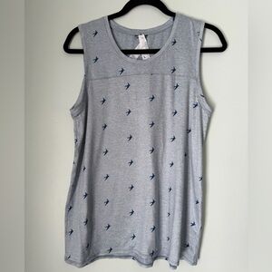 Oiselle Blue Bird Print Performance Tank Top Size 10